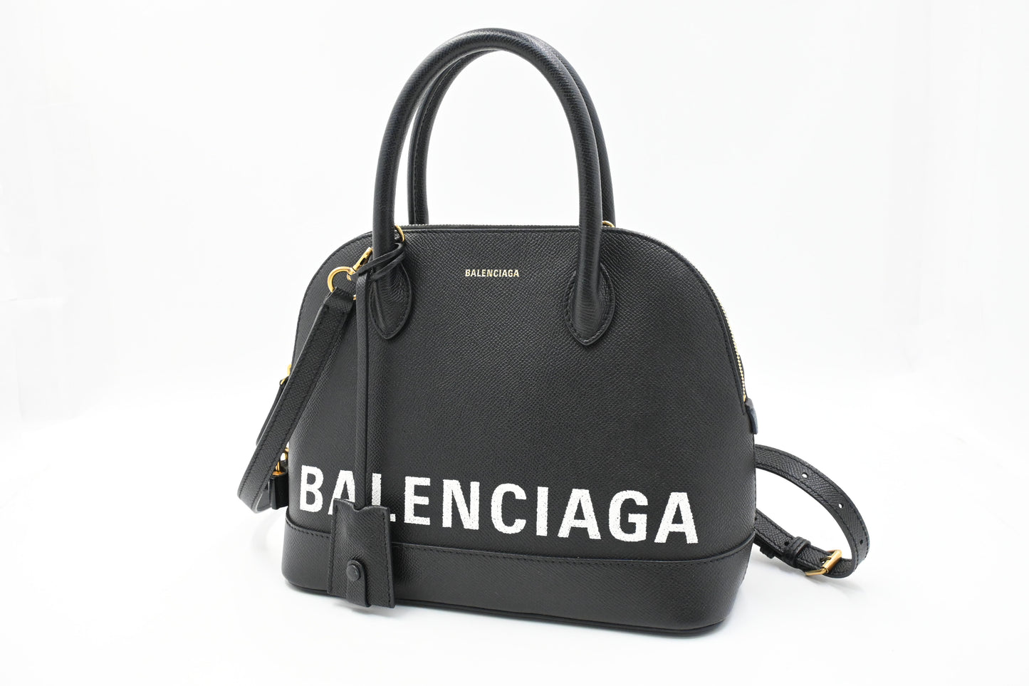 Balenciaga Ville Top-Handle Bag in Black Leather