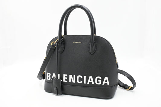Balenciaga Ville Top-Handle Bag in Black Leather