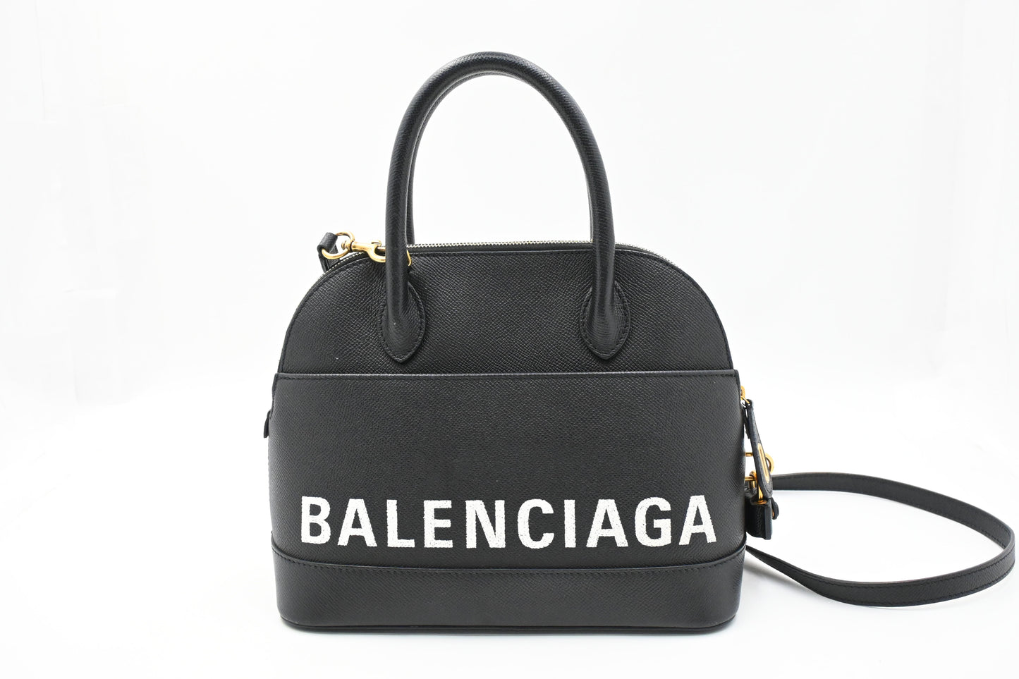 Balenciaga Ville Top-Handle Bag in Black Leather