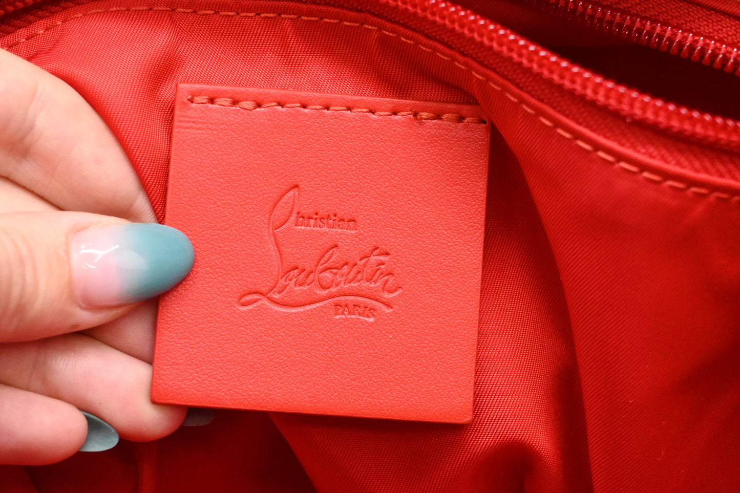 Louboutin Backloubi Backpack in Blue Velvet