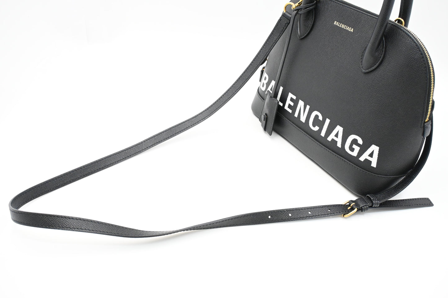 Balenciaga Ville Top-Handle Bag in Black Leather