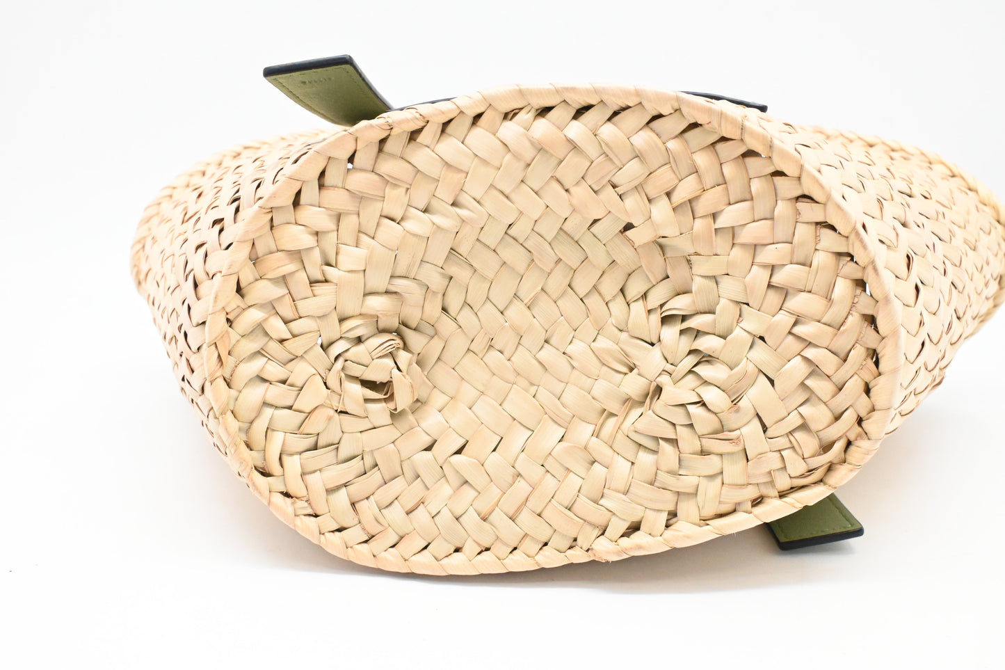 Loewe Basket Bag in Raffia and Green Calfskin