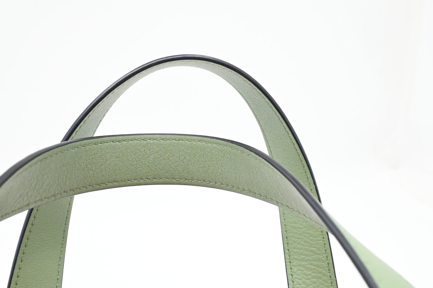 Loewe Basket Bag in Raffia and Green Calfskin