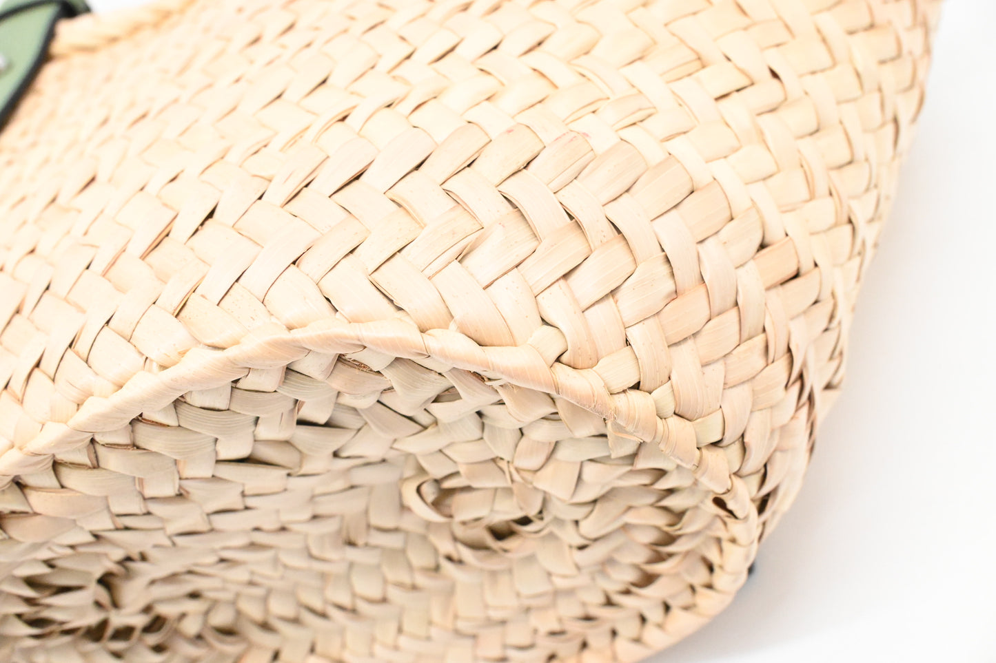 Loewe Basket Bag in Raffia and Green Calfskin