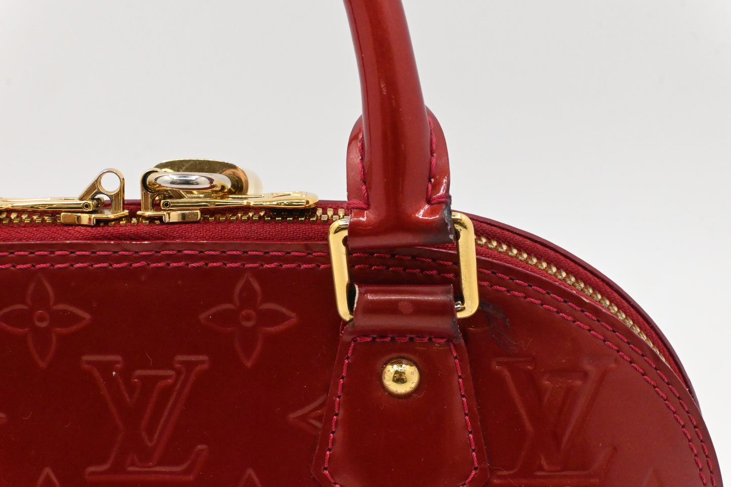 Louis Vuitton Alma BB in Red Vernis Leather