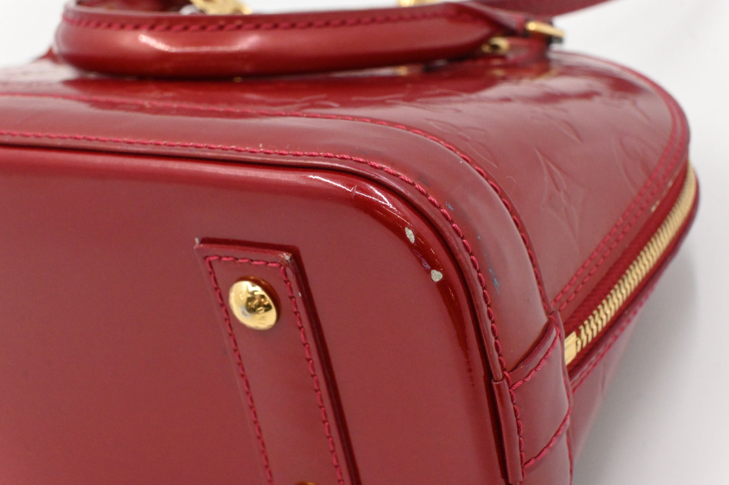 Louis Vuitton Alma BB in Red Vernis Leather