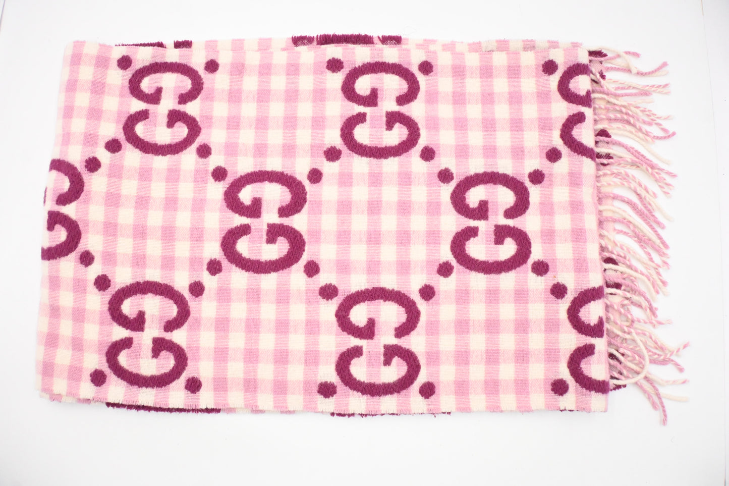 Gucci Scarf in Pink Checked Wool