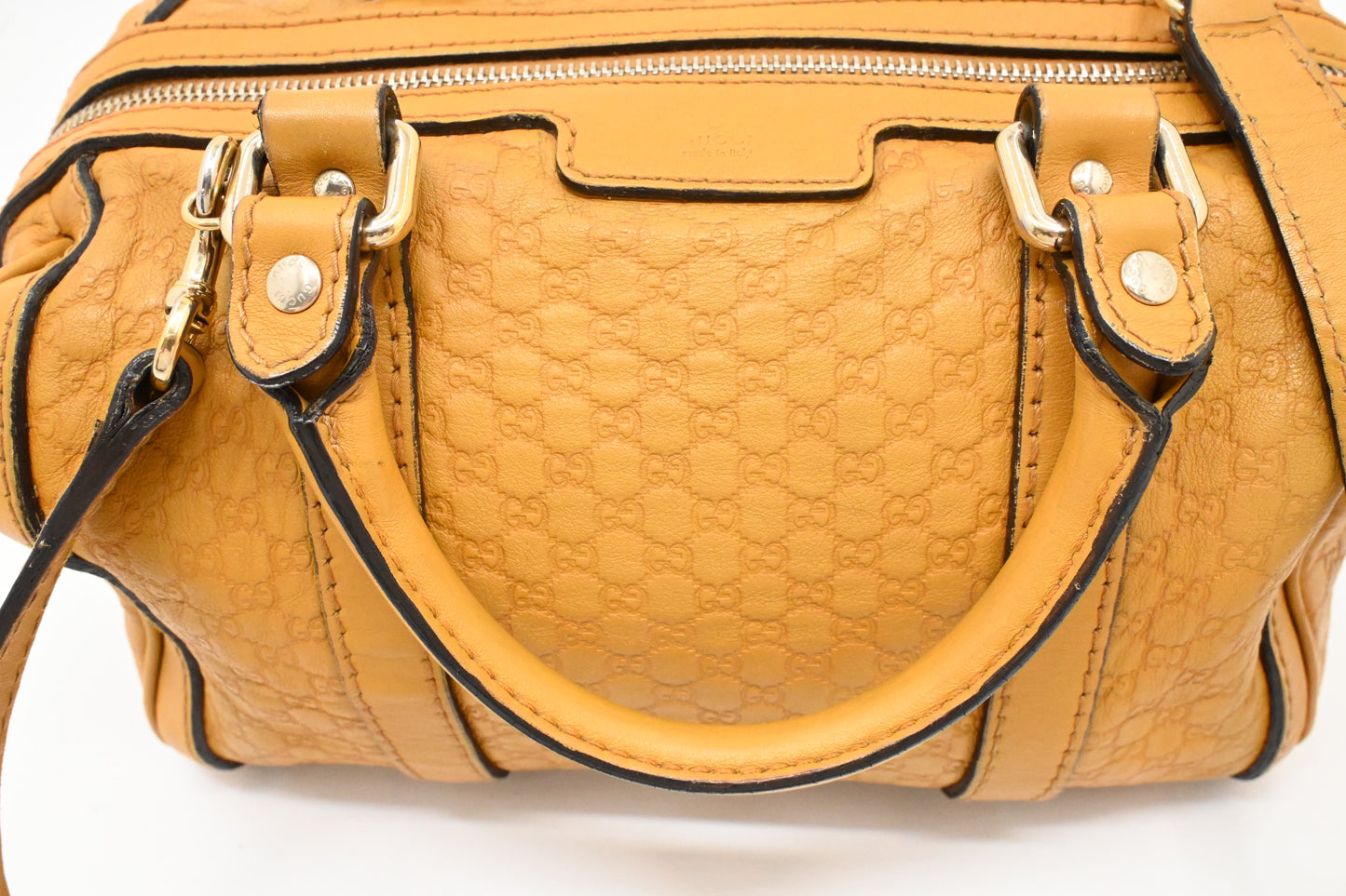 Gucci 2way Boston Bag in Yellow Micro Guccissima Leather