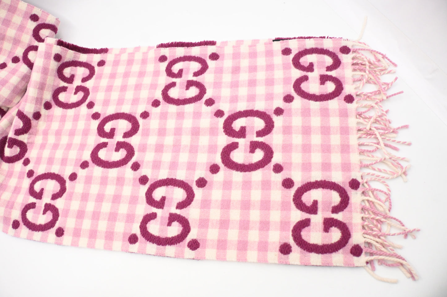 Gucci Scarf in Pink Checked Wool