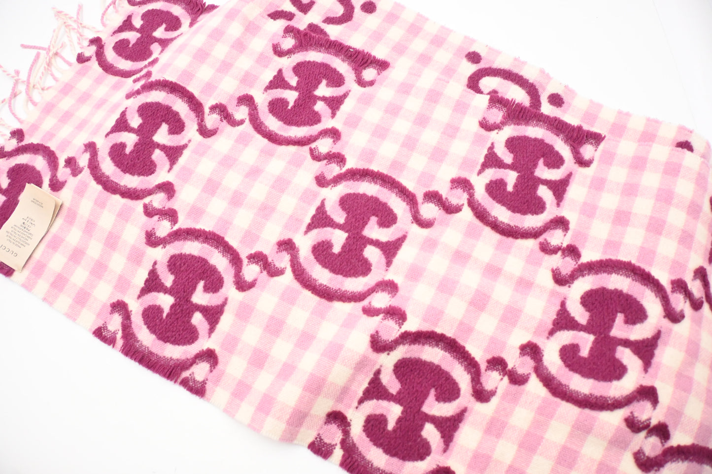 Gucci Scarf in Pink Checked Wool