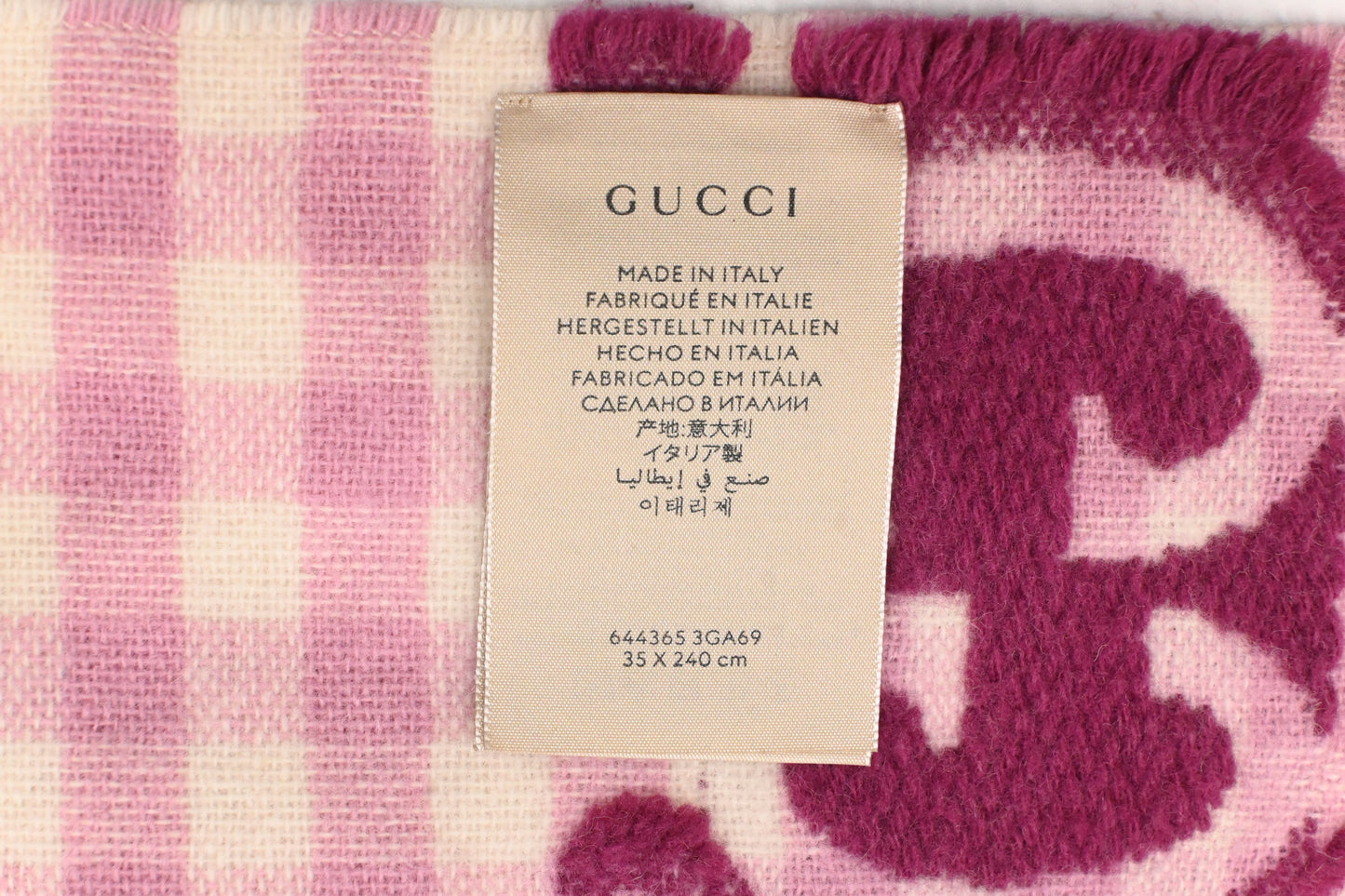 Gucci Scarf in Pink Checked Wool