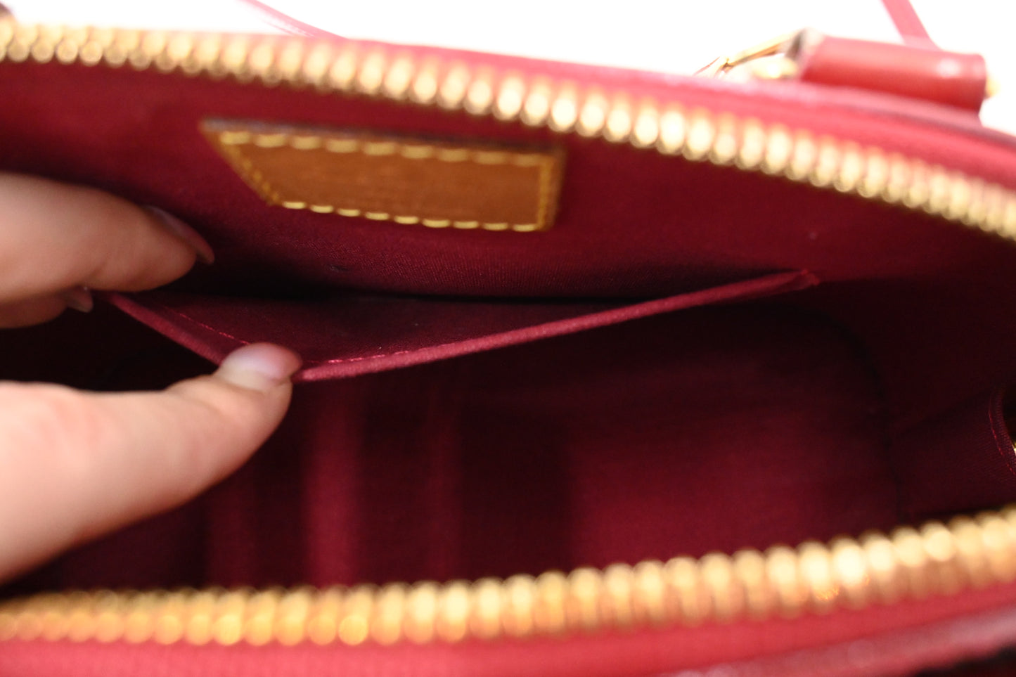 Louis Vuitton Alma BB in Red Vernis Leather