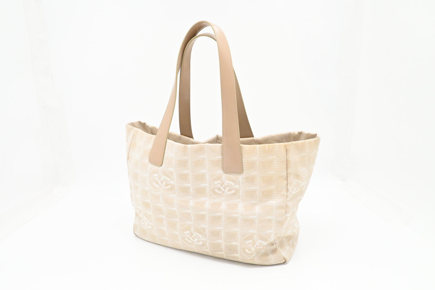 Chanel New Travel Line Tote Bag in Beige Canvas