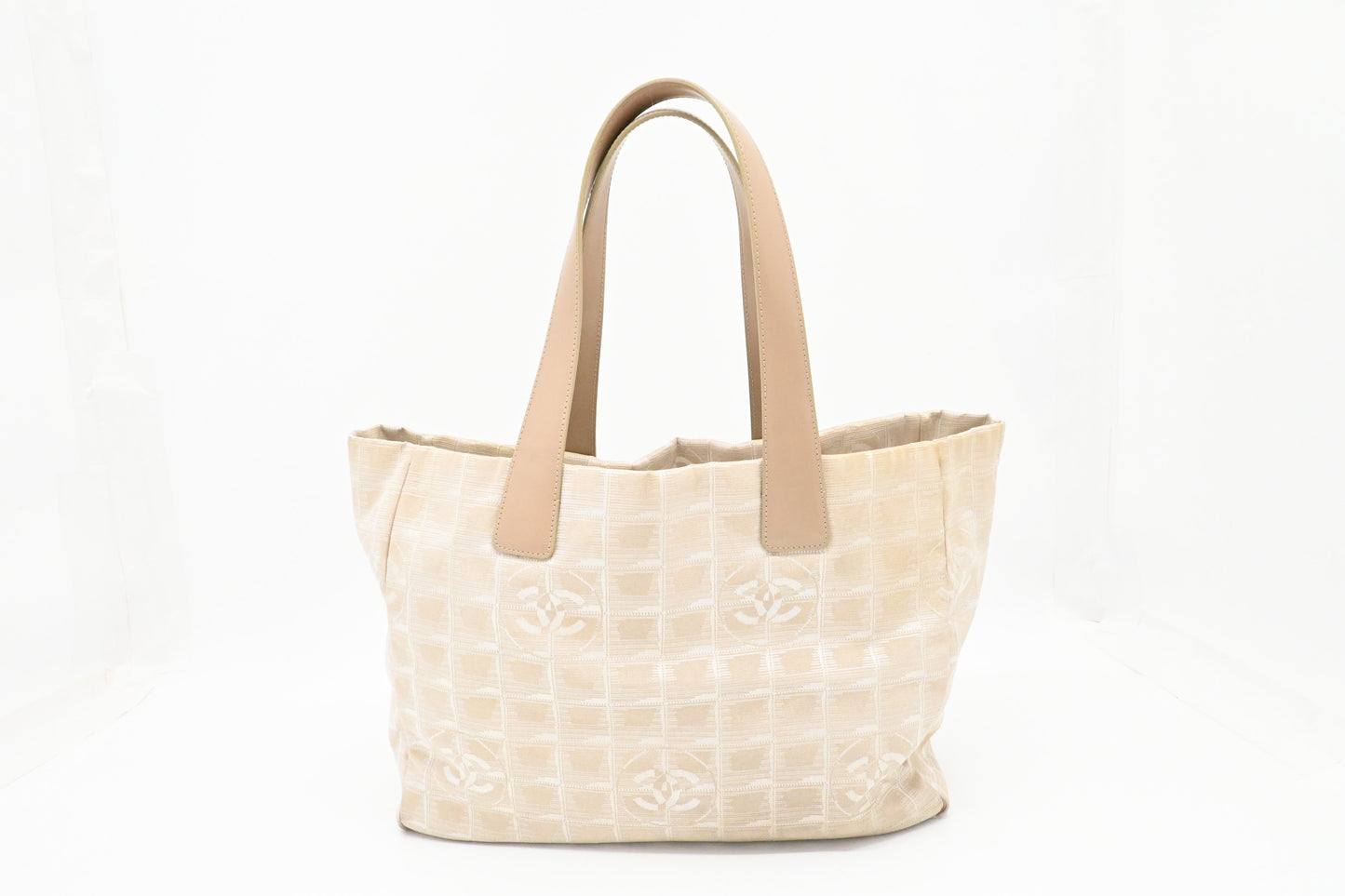 Chanel New Travel Line Tote Bag in Beige Canvas