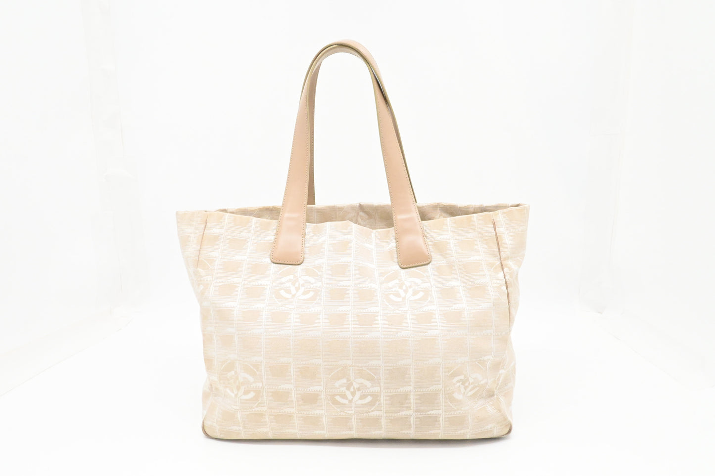 Chanel New Travel Line Tote Bag in Beige Canvas