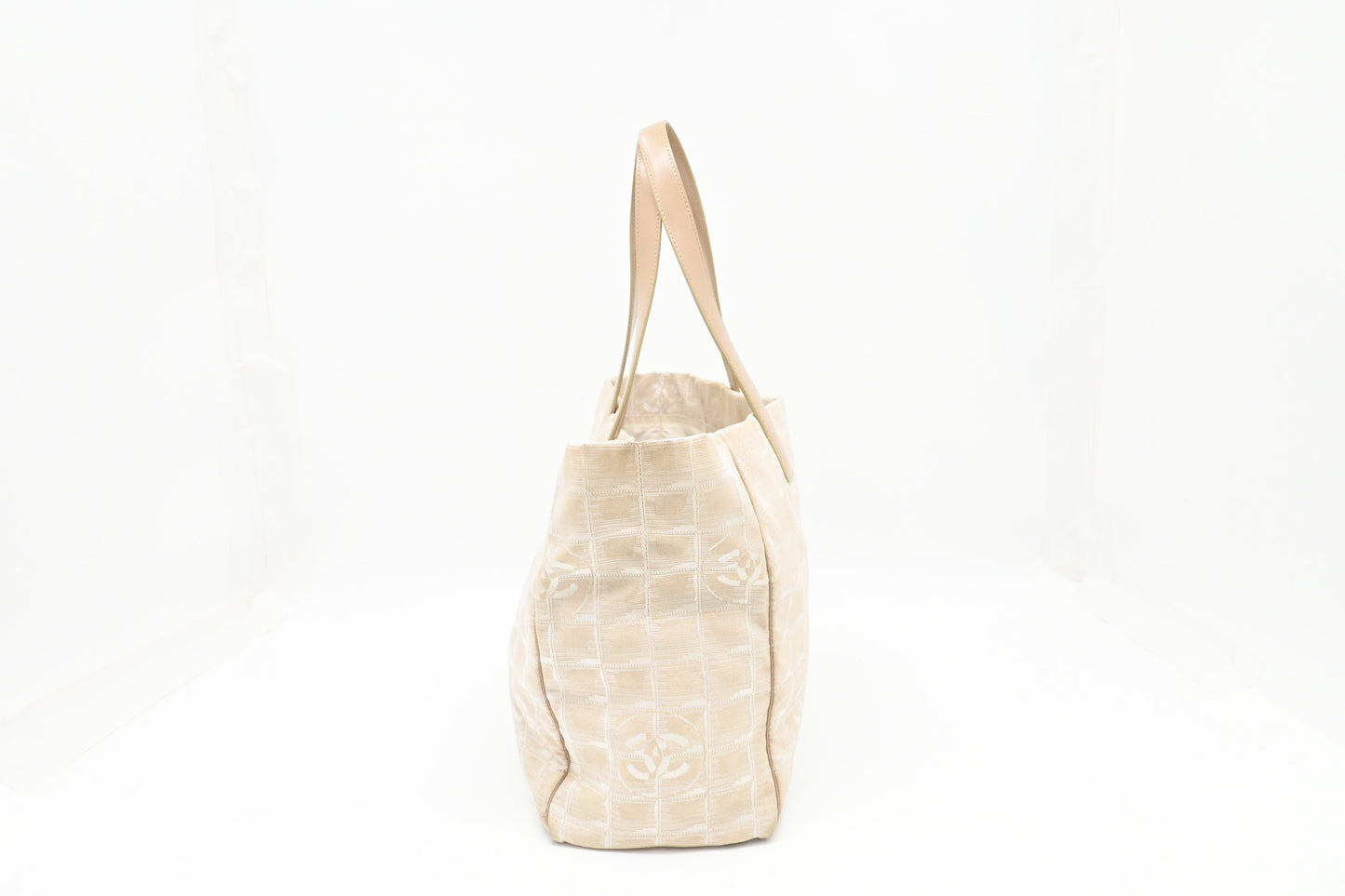 Chanel New Travel Line Tote Bag in Beige Canvas
