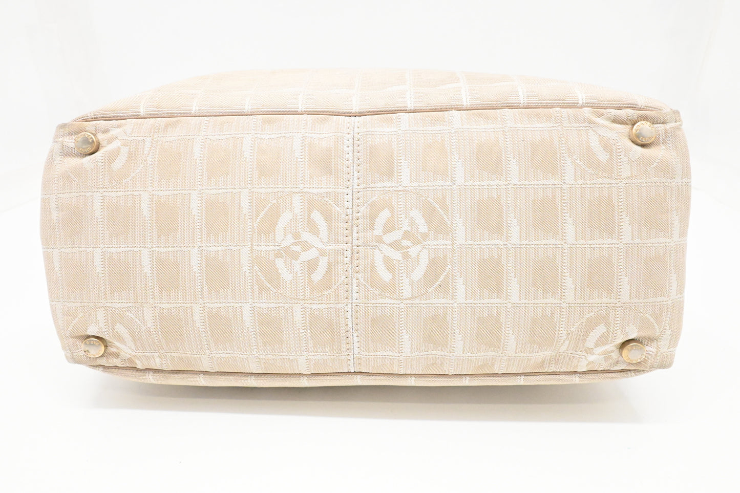 Chanel New Travel Line Tote Bag in Beige Canvas