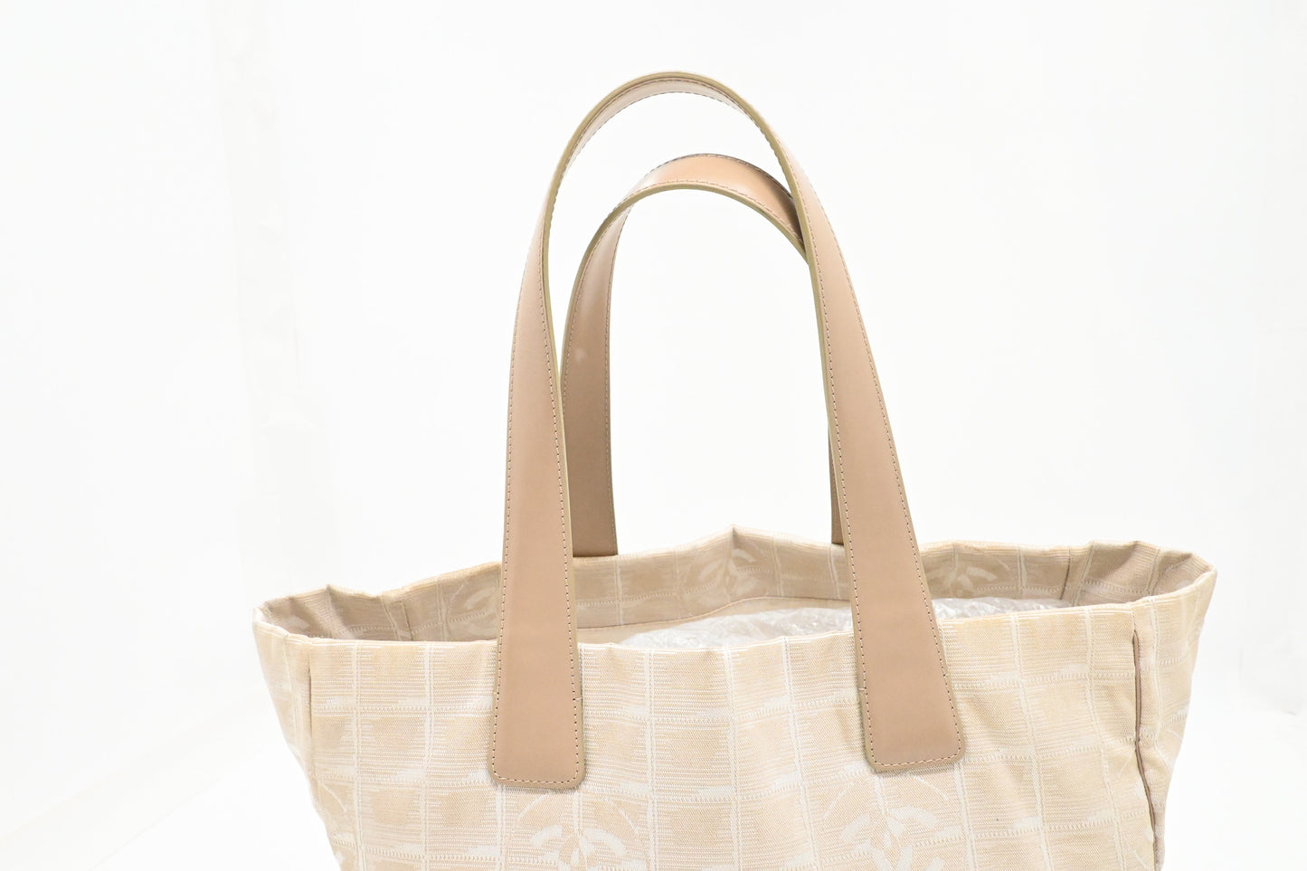 Chanel New Travel Line Tote Bag in Beige Canvas