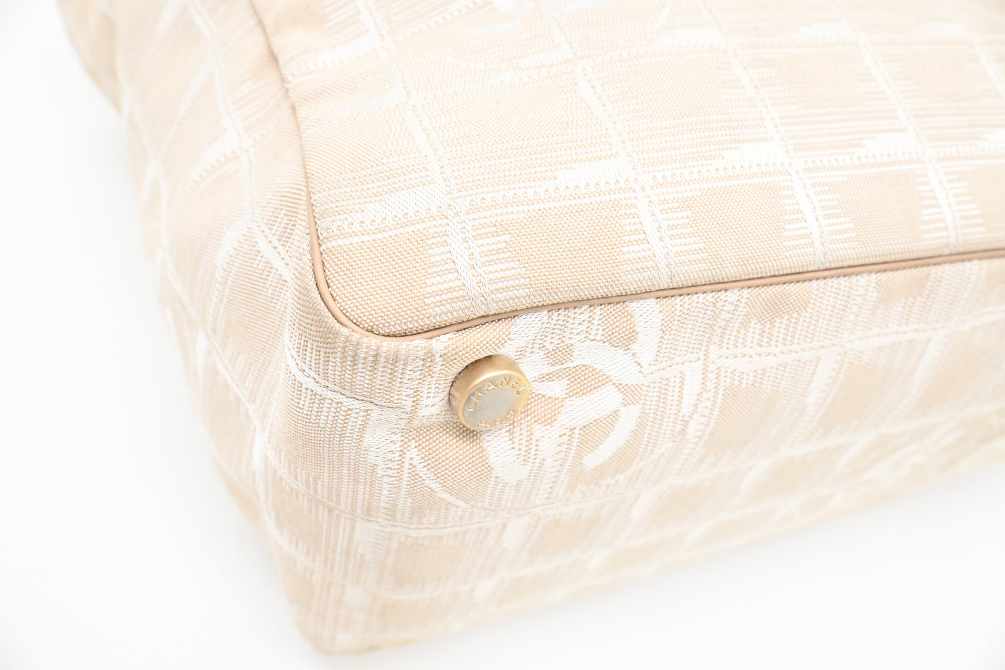 Chanel New Travel Line Tote Bag in Beige Canvas