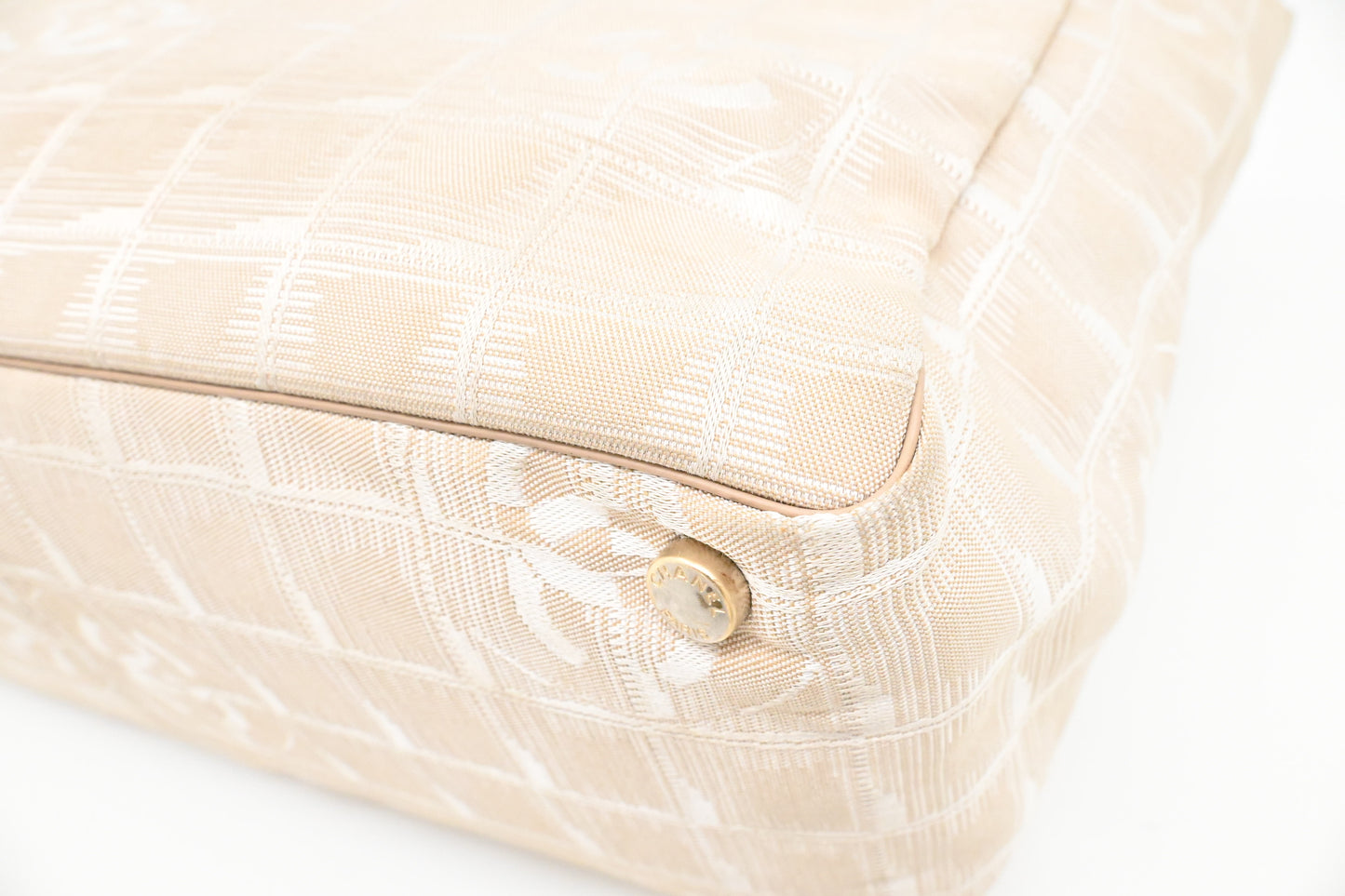 Chanel New Travel Line Tote Bag in Beige Canvas