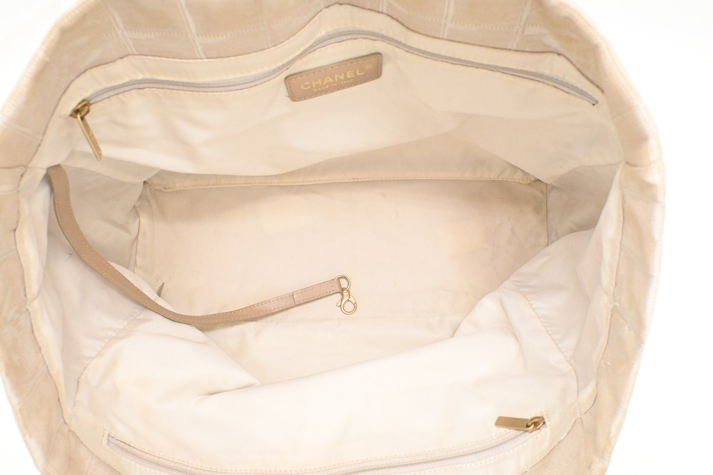 Chanel New Travel Line Tote Bag in Beige Canvas