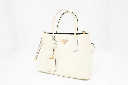 Prada Medium Handbag in White Saffiano Leather