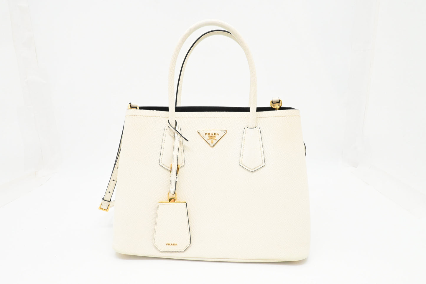 Prada Medium Handbag in White Saffiano Leather