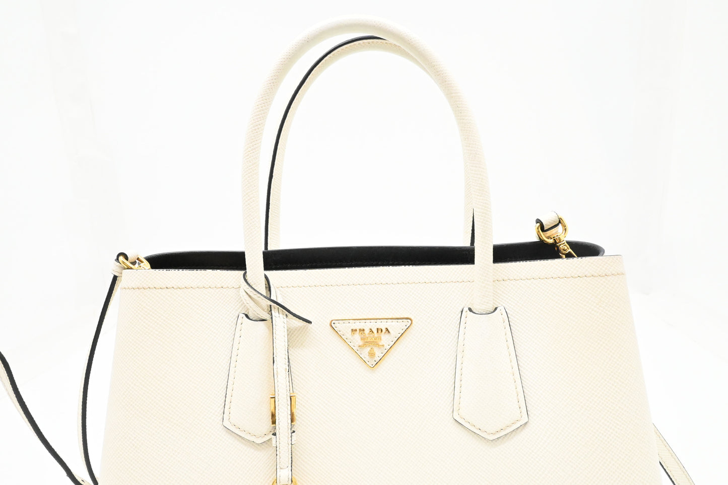 Prada Medium Handbag in White Saffiano Leather