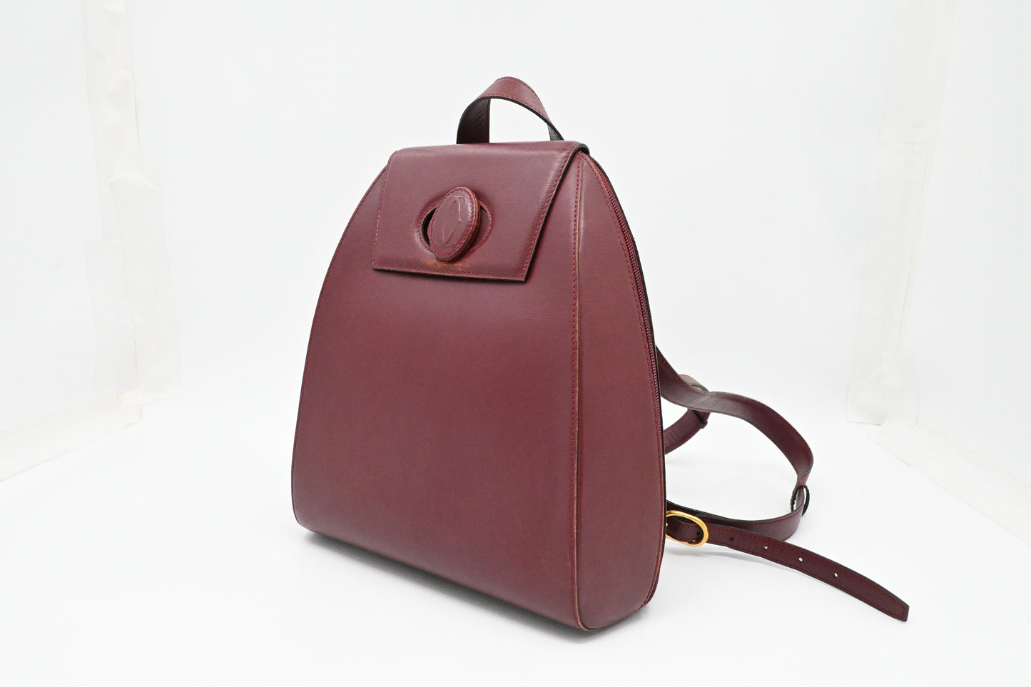 Cartier Backpack in Burgundy Leather