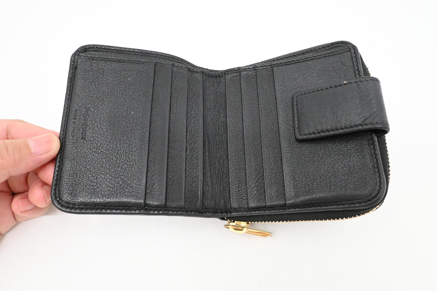 YSL Saint Laurent Compact Wallet in Black Leather