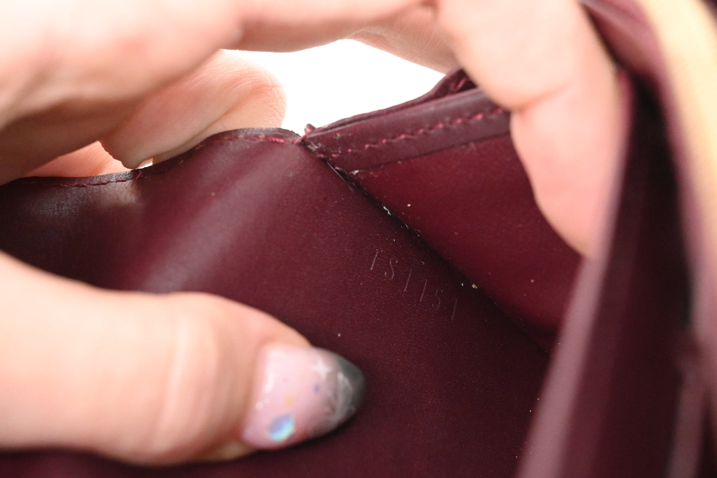 Louis Vuitton Sarah Wallet in Amarante Vernis Leather
