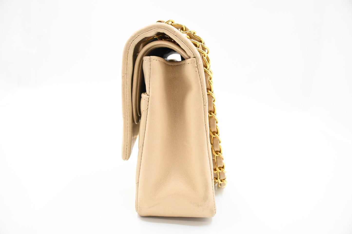 Chanel Medium Double Flap in Beige Chevron Leather