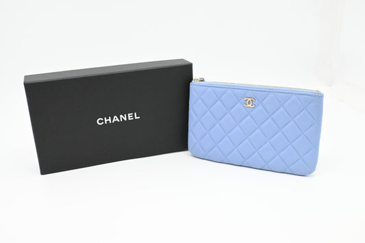Chanel Pouch in Light Blue Matelassé Leather