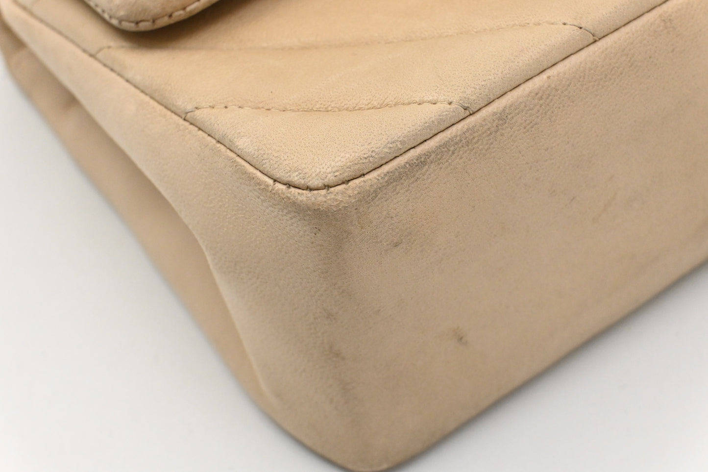 Chanel Medium Double Flap in Beige Chevron Leather
