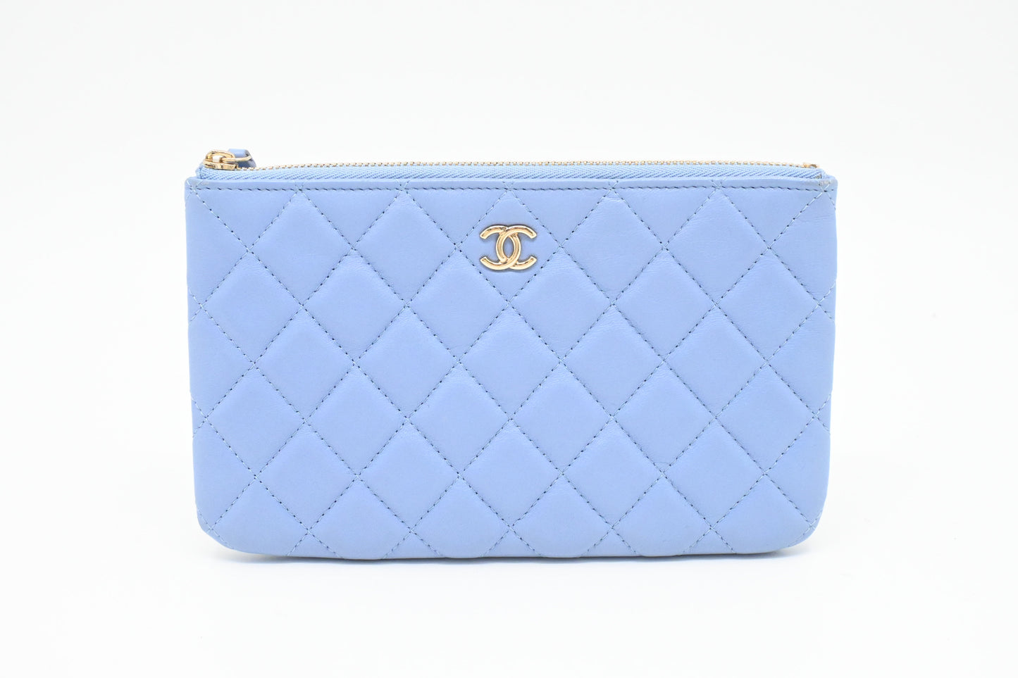 Chanel Pouch in Light Blue Matelassé Leather
