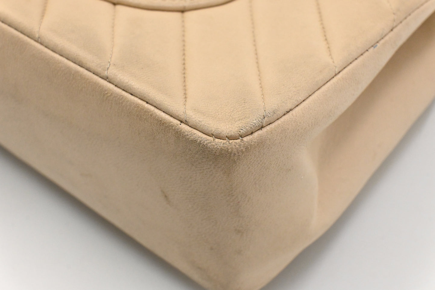 Chanel Medium Double Flap in Beige Chevron Leather