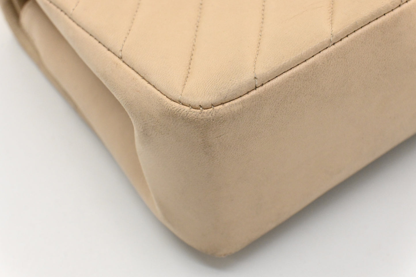 Chanel Medium Double Flap in Beige Chevron Leather
