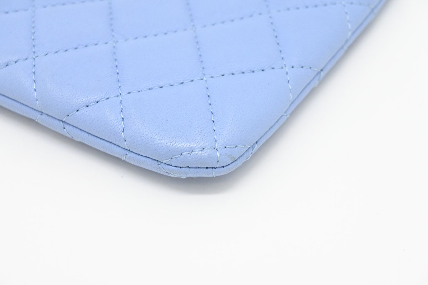 Chanel Pouch in Light Blue Matelassé Leather