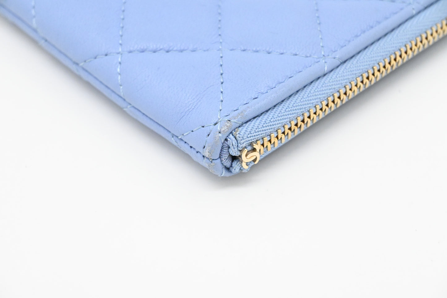 Chanel Pouch in Light Blue Matelassé Leather