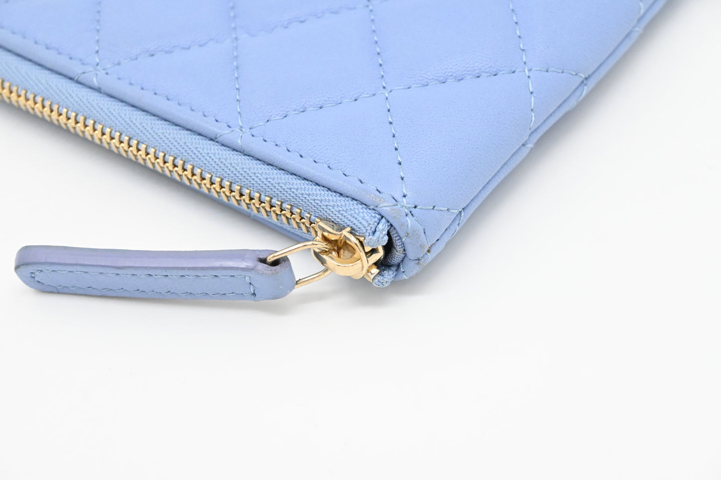 Chanel Pouch in Light Blue Matelassé Leather