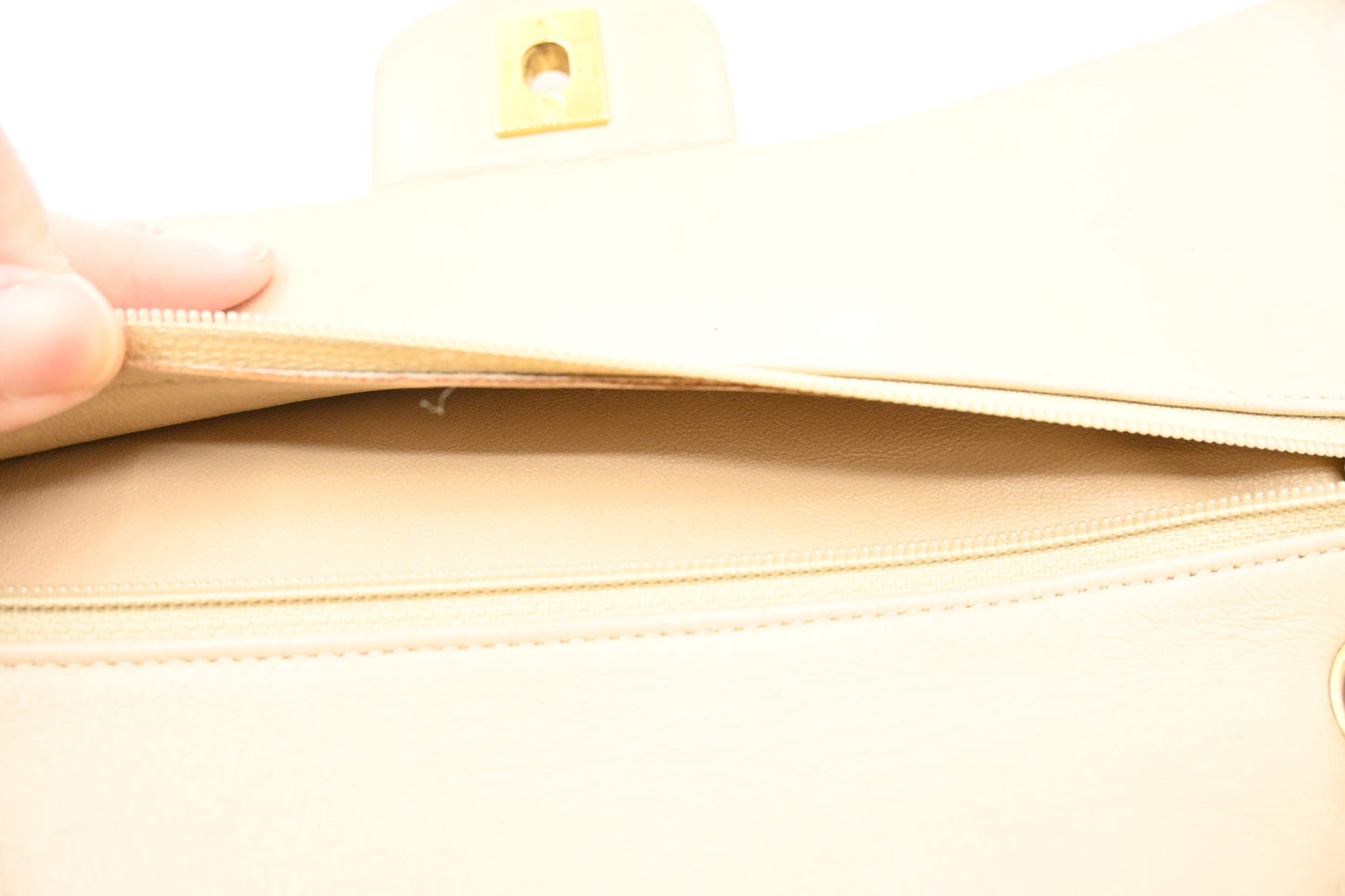 Chanel Medium Double Flap in Beige Chevron Leather