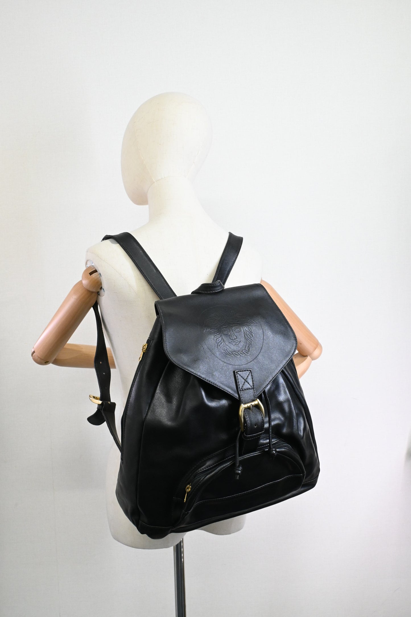 Versace Backpack in Black Leather