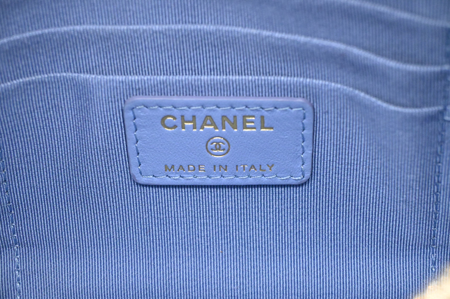 Chanel Pouch in Light Blue Matelassé Leather
