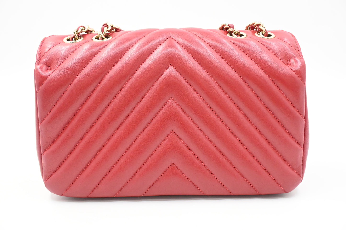 Chanel Small Statement Flap in Red Chevron Leather