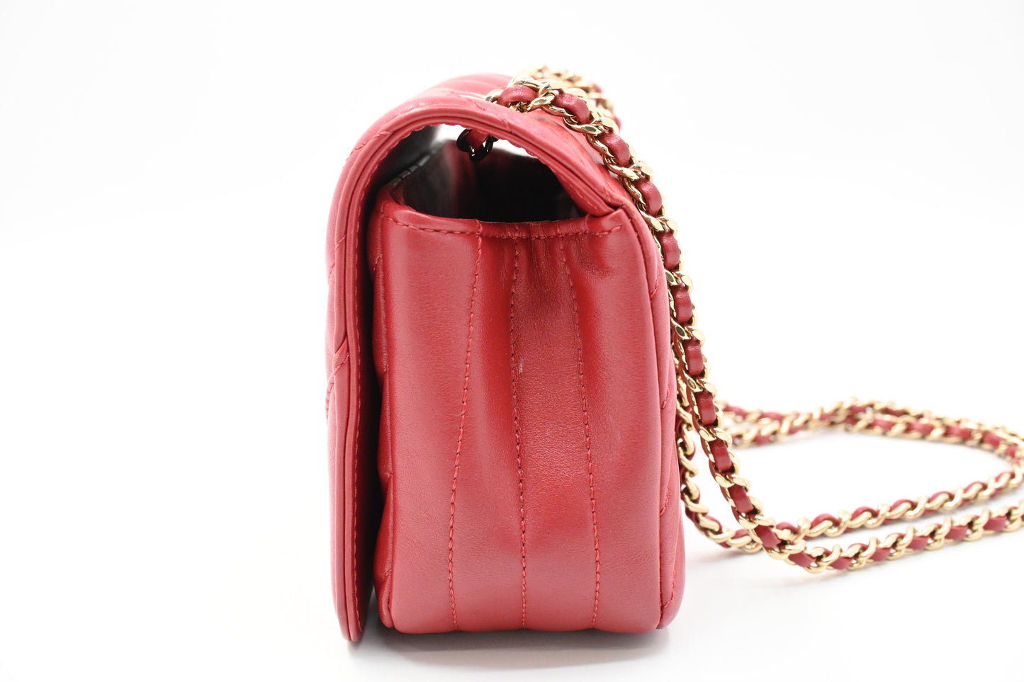 Chanel Small Statement Flap in Red Chevron Leather