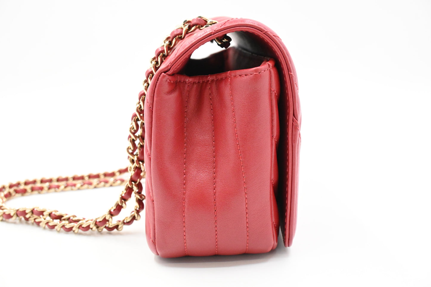 Chanel Small Statement Flap in Red Chevron Leather