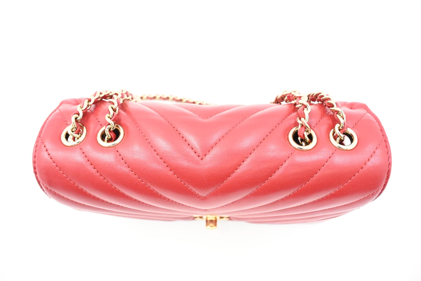 Chanel Small Statement Flap in Red Chevron Leather