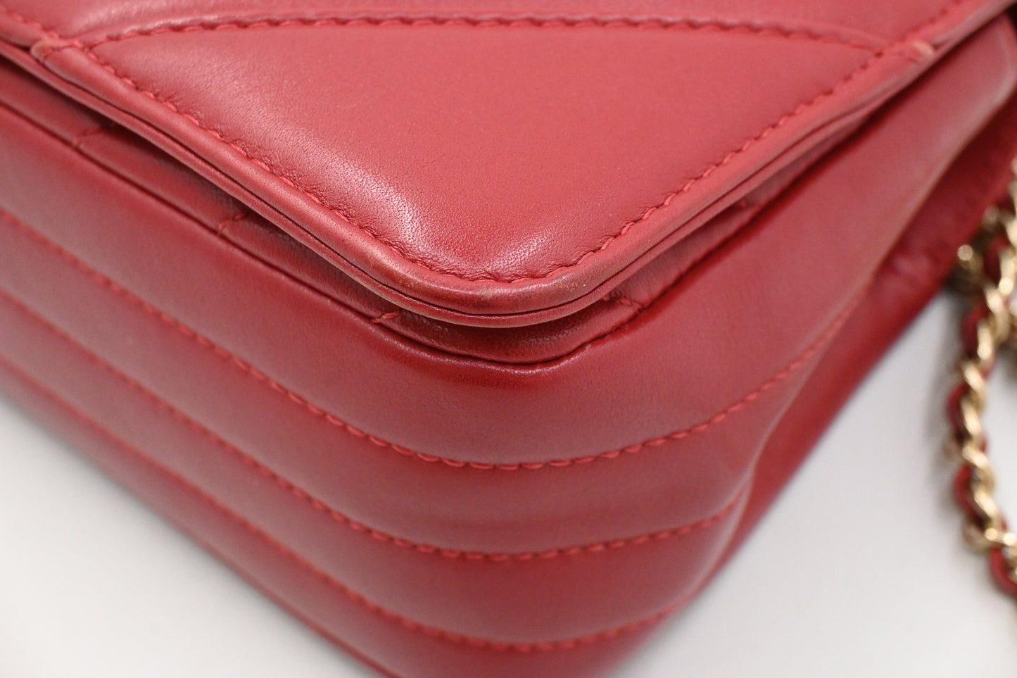 Chanel Small Statement Flap in Red Chevron Leather