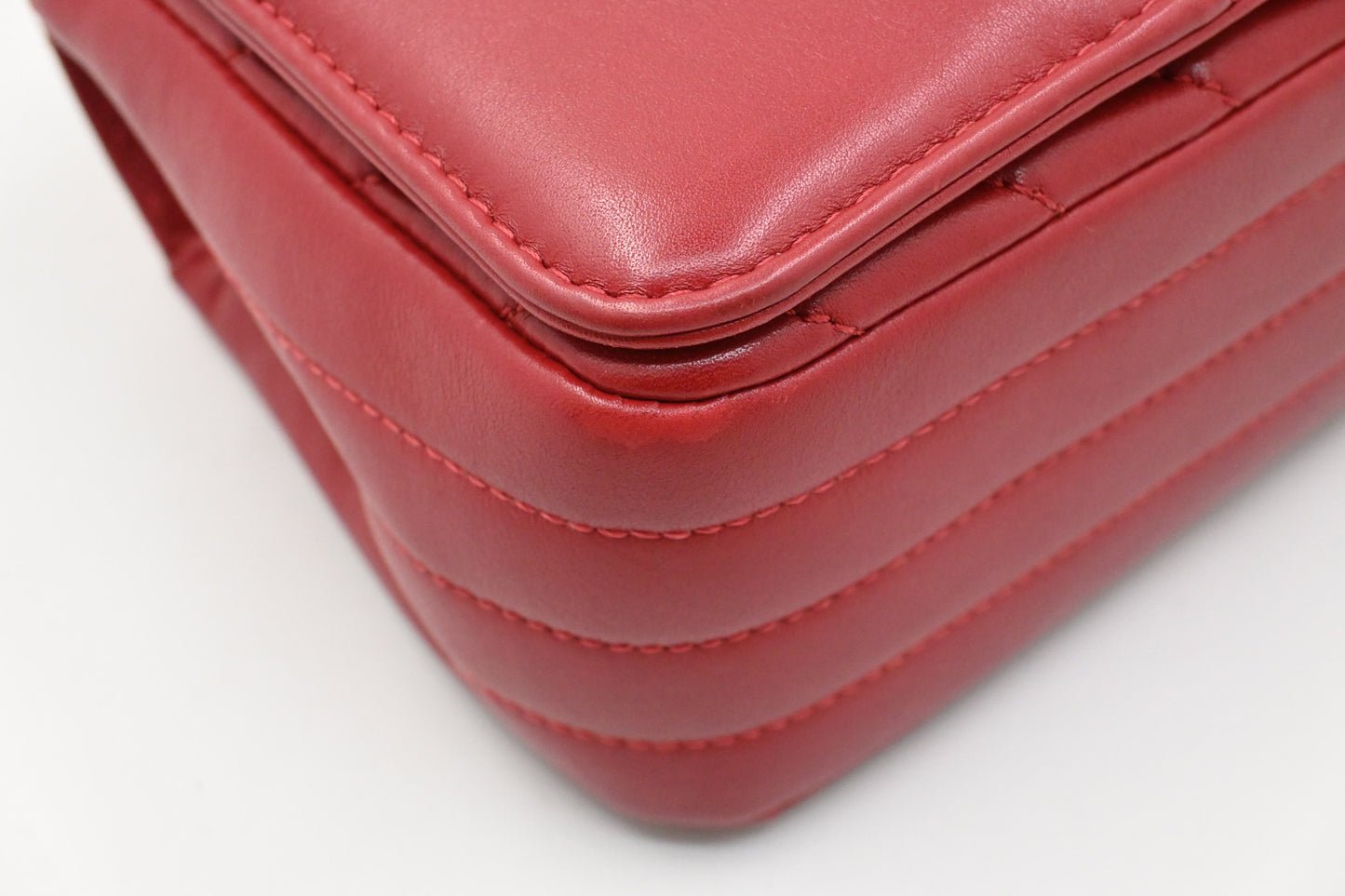 Chanel Small Statement Flap in Red Chevron Leather