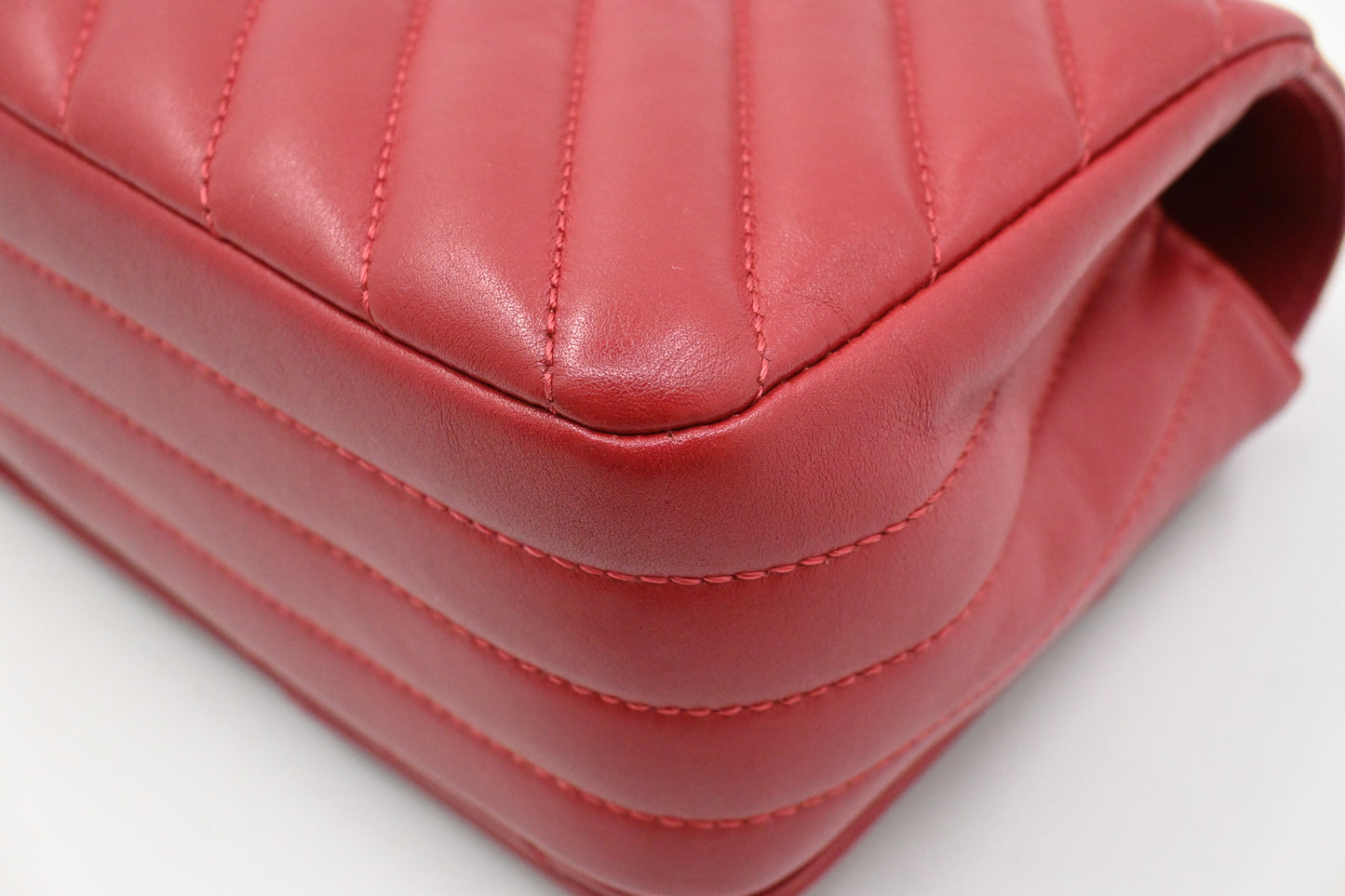 Chanel Small Statement Flap in Red Chevron Leather